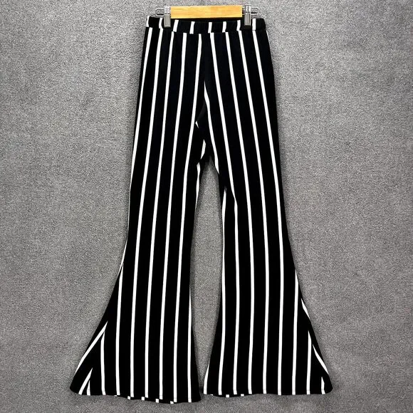 Eye Candy‎ pants Womens Blue white Stripe elastic waist Wide leg disco 80' retro - Picture 2 of 12